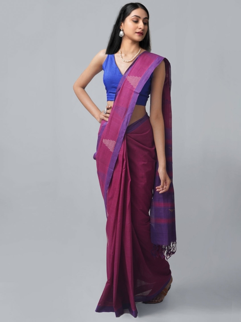 

Unnati Silks Maroon & Purple Pure Cotton Venkatgiri Saree