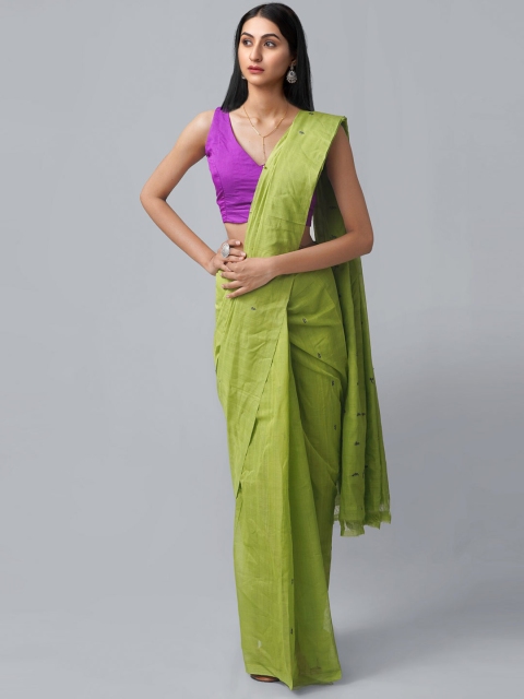 

Unnati Silks Green & Purple Woven Design Pure Cotton Venkatgiri Saree