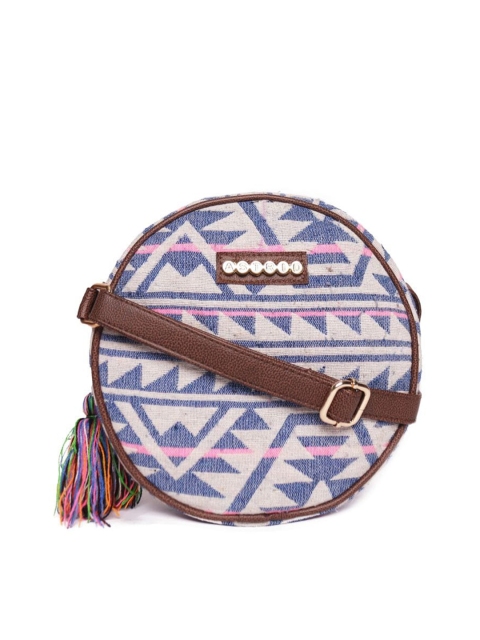 

ASTRID Brown Geometric Printed Sling Bag with Tasselled