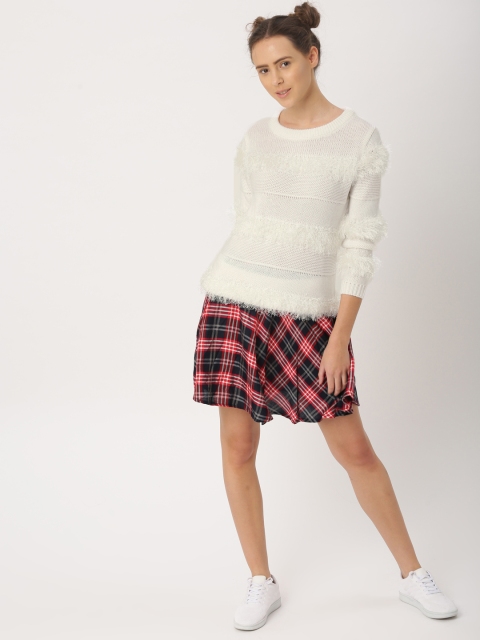 

DressBerry Women White Self-Design Pullover