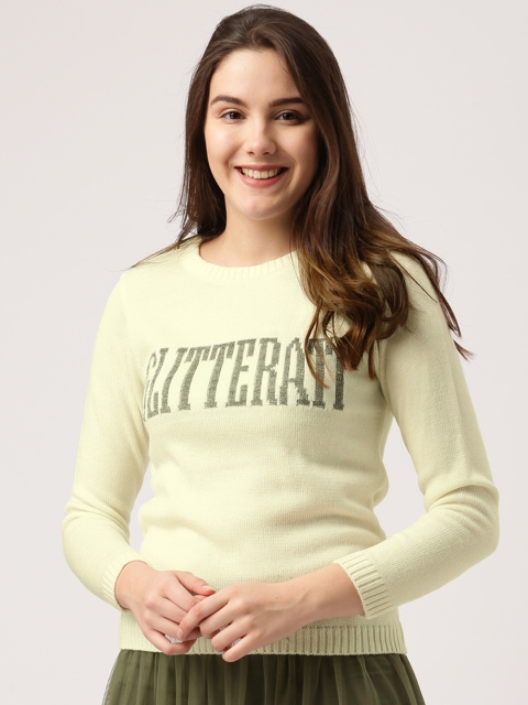 

DressBerry Women Cream-Coloured Self Design Pullover