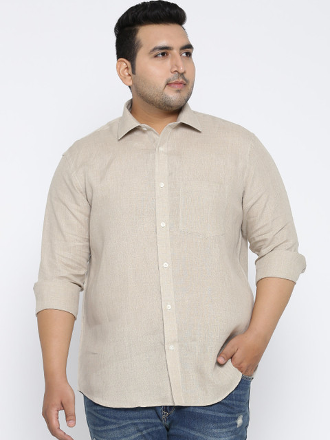 

ColorPlus Men Beige Tailored Fit Linen Solid Casual Shirt