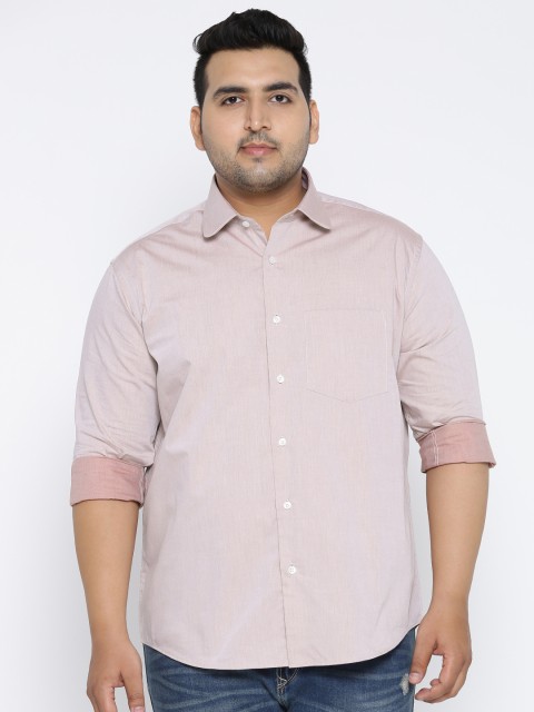 

ColorPlus Men Pink Tailored Fit Solid Casual Shirt, Red