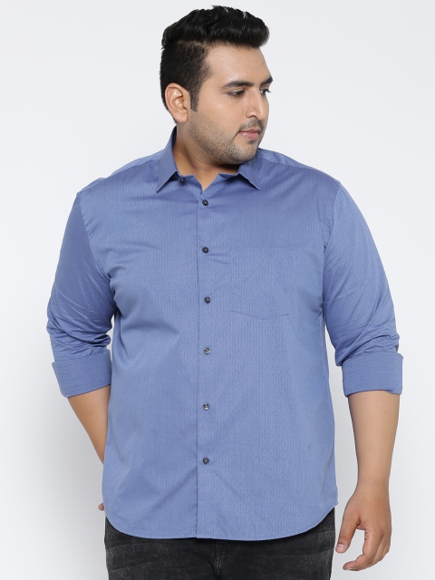 

ColorPlus Men Blue Tailored Fit Self-Design Casual Shirt, Navy blue