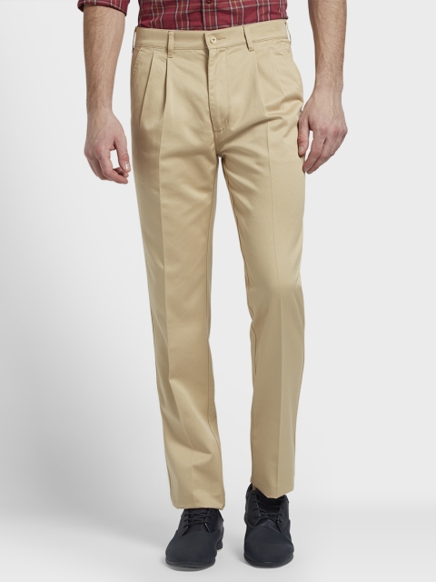 

ColorPlus Men Beige Custom Slim Fit Solid Formal Trousers