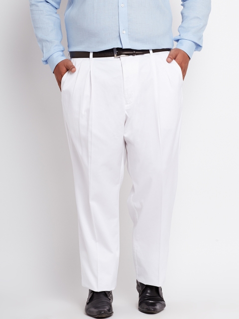 

ColorPlus Men White Custom Fit Solid Formal Trousers