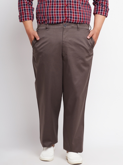 

ColorPlus Men Olive Green Classic Tapered Fit Solid Chinos, Grey