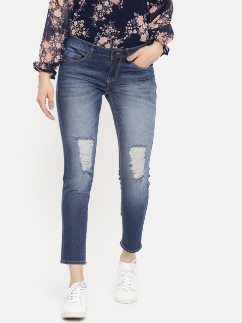 

Moda Rapido Women Distressed Skinny Crop Jeans with Stretch, Blue