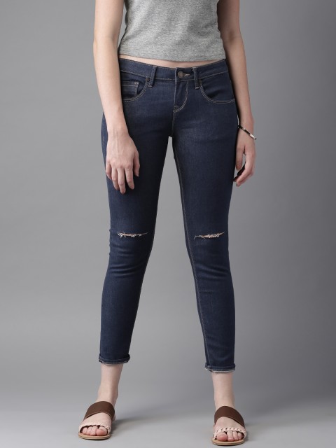 

Moda Rapido Women Navy Skinny Fit Cropped Stretchable Jeans, Navy blue