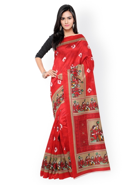 

Saree mall Red Bhagalpuri Art Silk Printed Traditional Saree