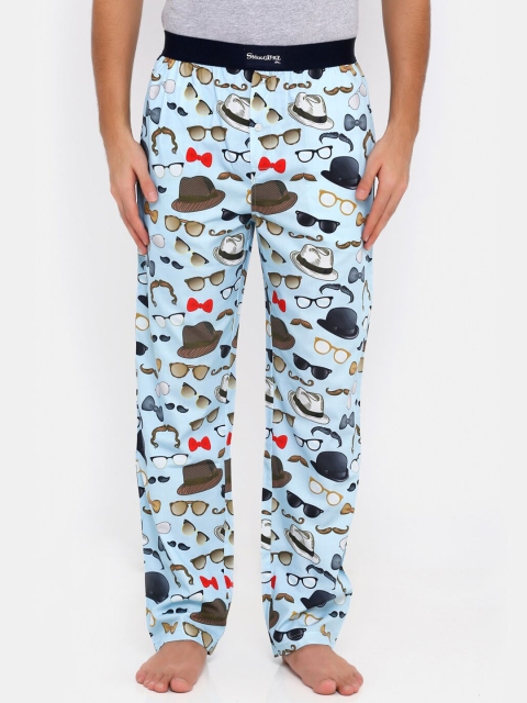 

SMUGGLERZ INC. Men Blue Printed Cotton Lounge Pants