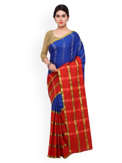 

Saree mall Blue & Red Art Silk Striped Saree