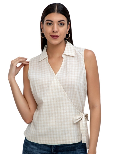 

Athah Beige Striped Wrap Top
