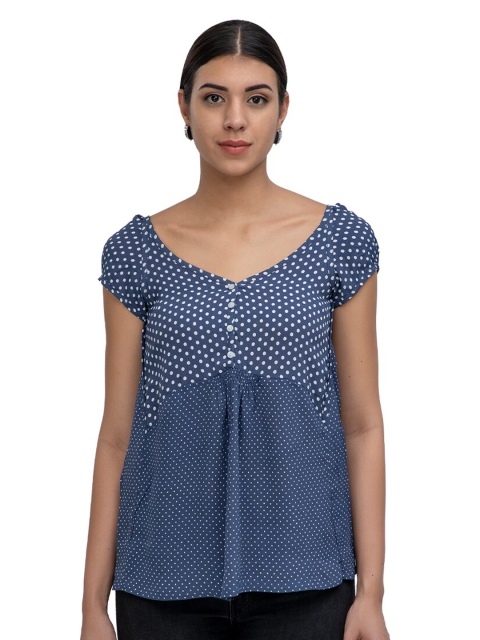 

Athah Navy Blue & White Polka Printed Top