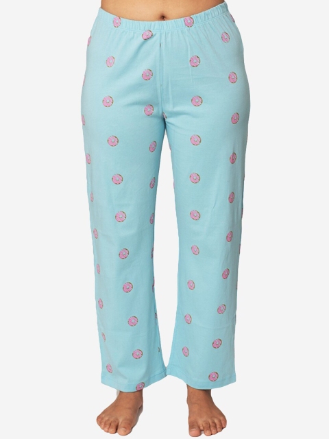 

Soxytoes Women Blue Donut Disturb Printed Cotton Lounge Pants