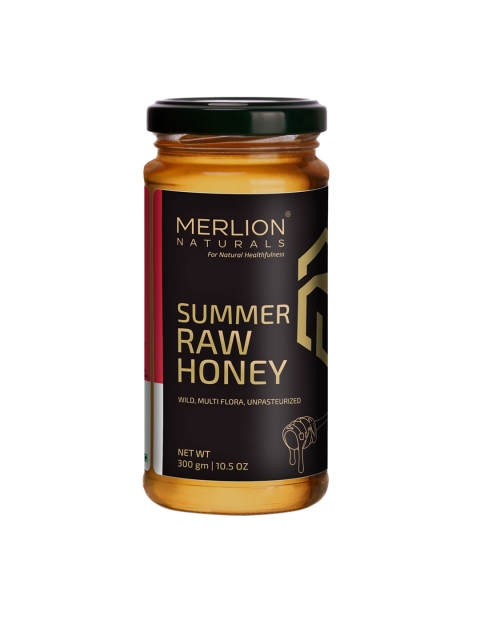 

MERLION NATURALS Summer Multiflora Raw Honey 300gm, Yellow