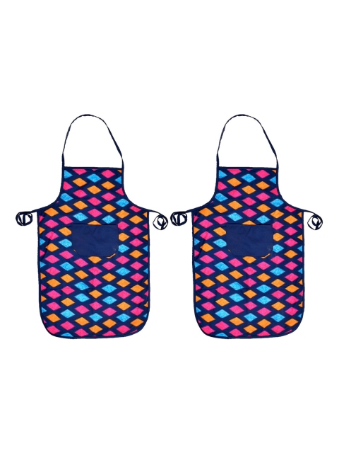 

Kuber Industries Set Of 2 Blue Printed Kitchen Aprons