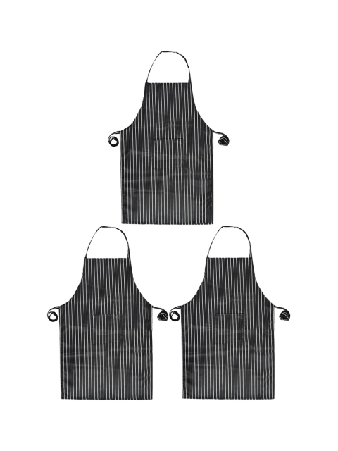 

Kuber Industries Set Of 3 Black Striped Cotton Aprons