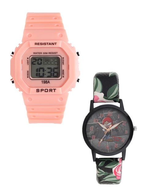 

Fantasy World Kids Orange & Black Watch Set Of 2 Gift Set FWGiftSet-198A-OR-014-CH-BK2