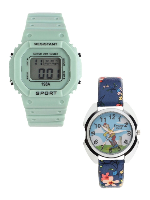 

Fantasy World Kids Set of 2 Green Watch Gift Set FWGiftSet-198A-GR-017-CH-SL2
