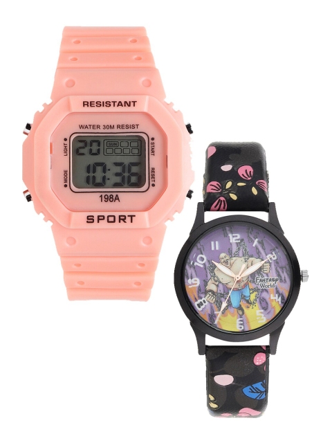 

Fantasy World Kids Orange & Black Watch Gift Set-FWGiftSet-198A-OR-014-CH-BK1-Orange