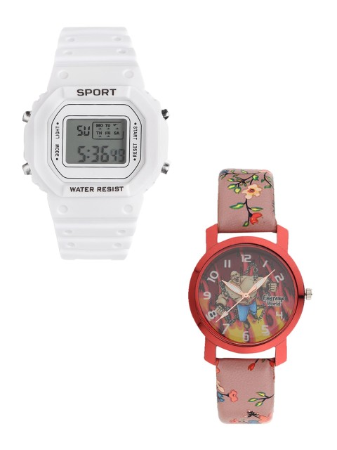

Fantasy World Kids Set of 2 White & Orange Watch Gift Set FWGiftSet-198A-WH-012-CH-RD1