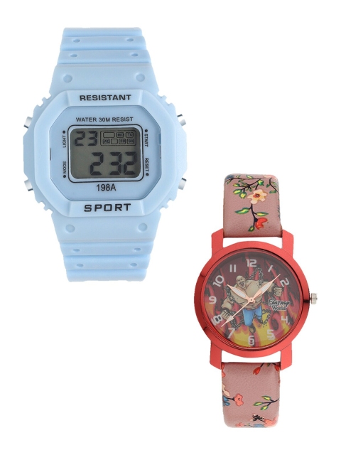 

Fantasy World Kids Set Of 2 Blue & Pink Watch Gift Set