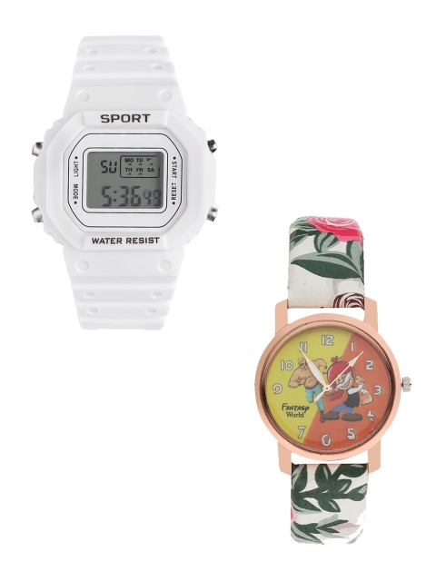 

Fantasy World Kids Pack Of 2 White & Green Watch Gift Set FWGiftSet-198A-WH-016-CH-RG4