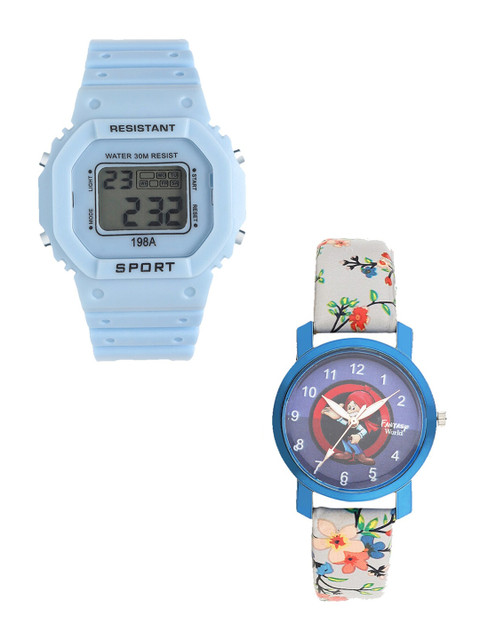 

Fantasy World Kids Set Of 2 Watch Gift Set For Boys & Girls FWGiftSet-198A-BL-013-CH-BL1, Blue