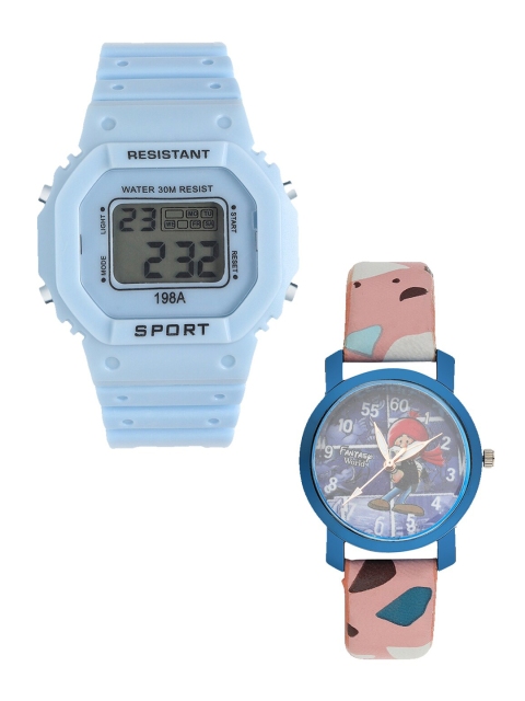 

Fantasy World Kids Set Of 2 Watch Gift Set- FWGiftSet-198A-BL-013-CH-BL3, Blue