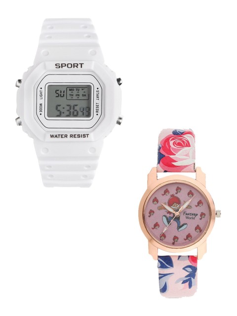 

Fantasy World Kids Pack Of 2 Pink & White Watch Gift Set FWGiftSet-198A-WH-016-CH-RG2