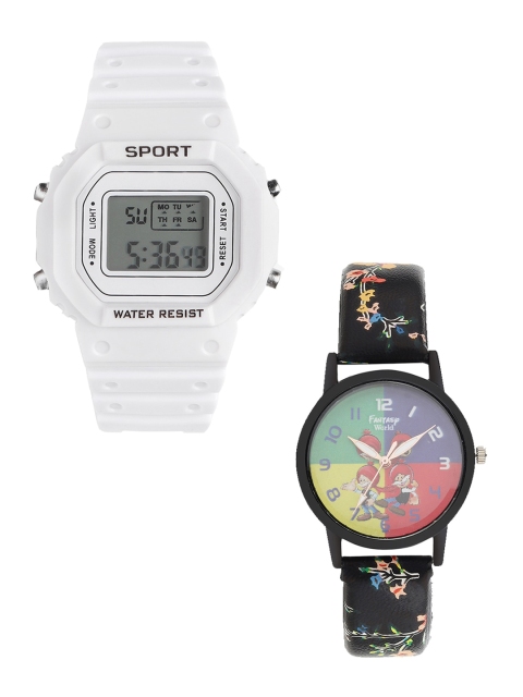 

Fantasy World Kids Pack Of 2 White & Black Watch Gift Set FWGiftSet-198A-WH-014-CH-BK3