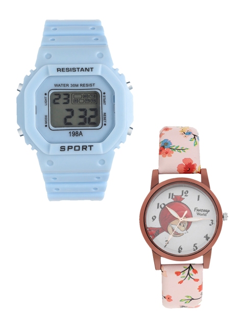 

Fantasy World Kids Set Of 2 Blue & Orange Watch Gift Set