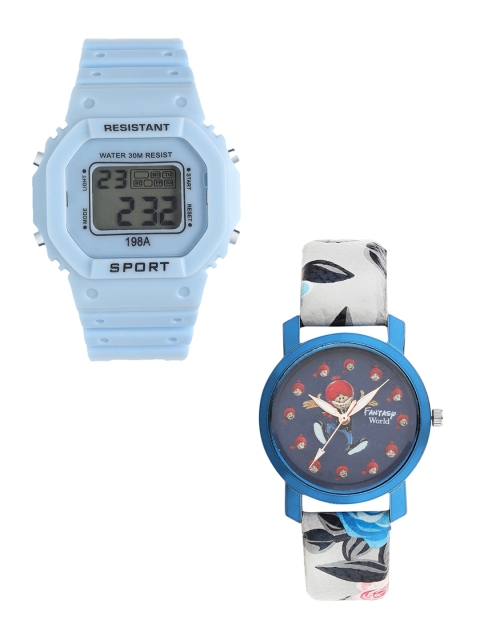 

Fantasy World Kids Blue & White Watch Gift Set FWGiftSet-198A-BL-013-CH-BL4