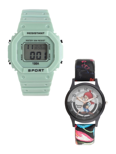 

Fantasy World Kids Green & Black Watch Gift Set FWGiftSet-198A-GR-014-CH-BK4