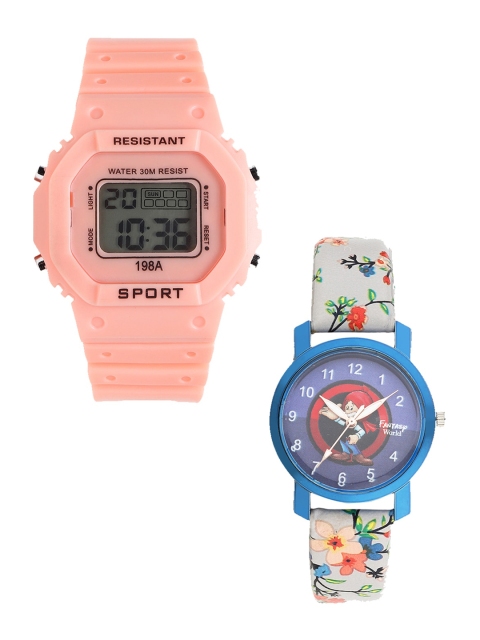 

Fantasy World Kids Set Of 2 Orange & White Watch Gift Set