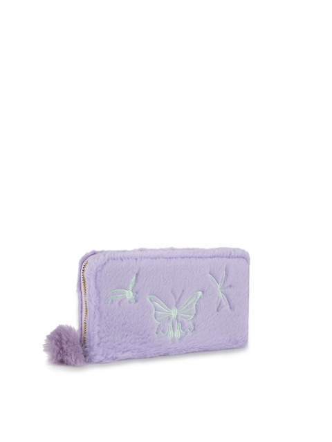 

Kanvas Katha Women Purple & Green Printed Embroidered Zip Around Wallet