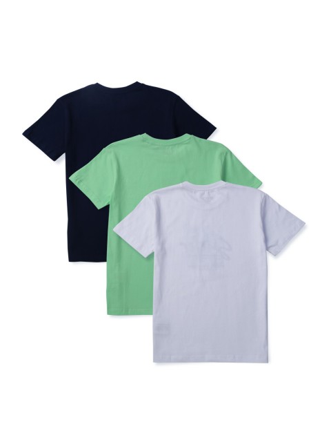 

Gini and Jony Pack of 3 Boys Navy Blue & Green Typography Printed Cotton T-shirt