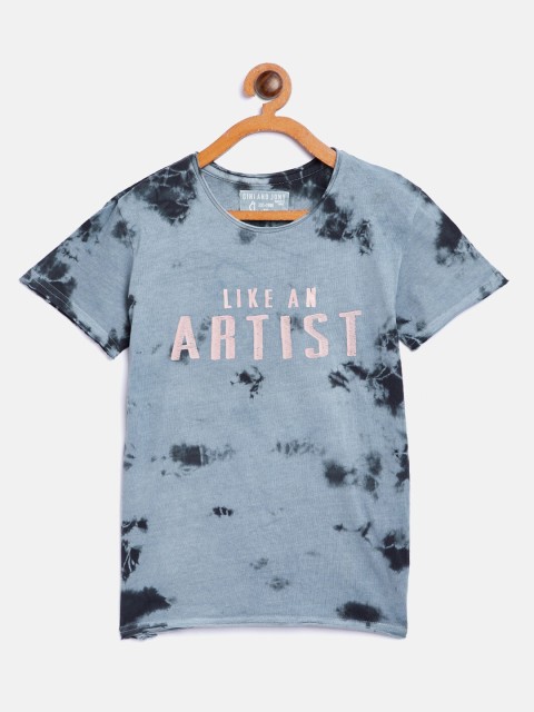 

Gini and Jony Boys Grey & brown Printed Applique T-shirt