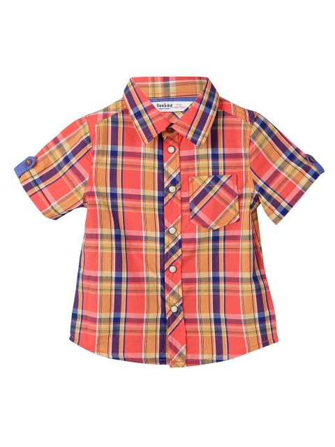 

Beebay Boys Orange & Blue Checked Comfort Fit Shirt