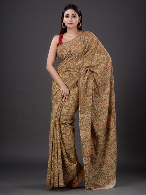 

Mitera Beige & Maroon Floral Zari Pure Cotton Heavy Work Saree