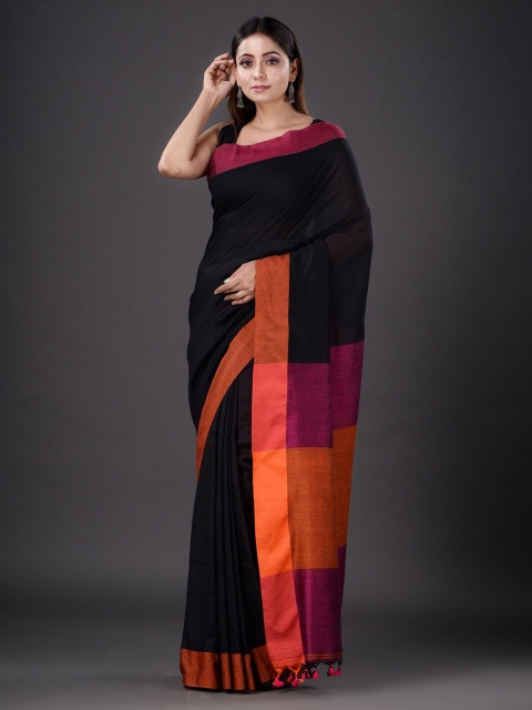 

Mitera Black & Red Pure Cotton Heavy Work Saree