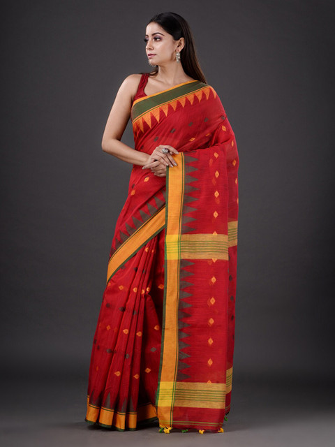 

Mitera Red & Orange Ethnic Motifs Silk Cotton Saree