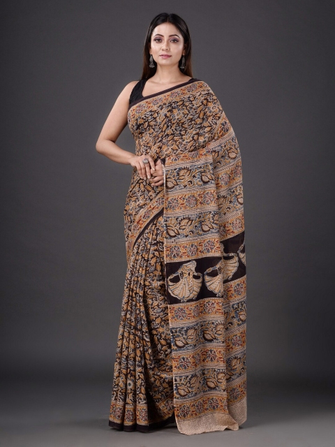 

Mitera Black & Brown Ethnic Motifs Pure Cotton Heavy Work Saree