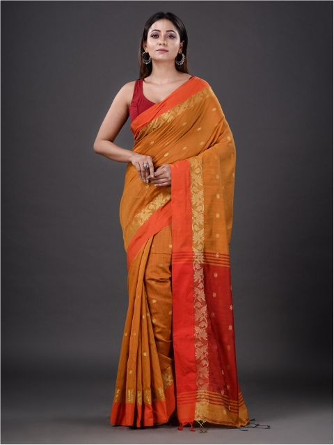 

Mitera Mustard & Red Woven Design Silk Cotton Saree