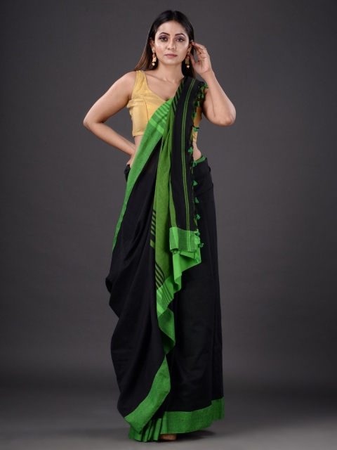 

Mitera Black & Green Pure Cotton Saree