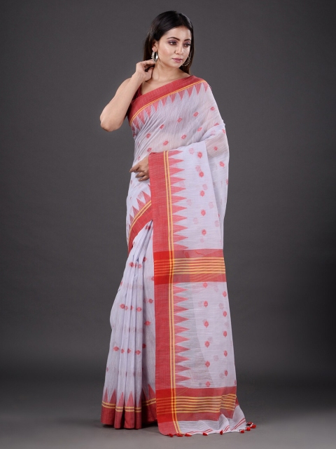 

Mitera Yellow & White Floral Silk Cotton Heavy Work Saree