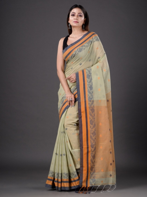 

Mitera Beige & Grey Woven Design Silk Cotton Heavy Work Saree