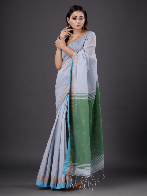 

Mitera Grey & Green Woven Design Silk Cotton Saree
