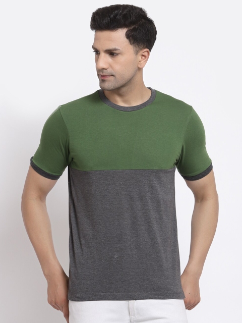 

Kalt Men Green & Grey Colourblocked T-shirt
